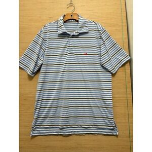 Southern Marsh Striped Polo Shirt Red Duck Logo Blue White Gray Men's Medium